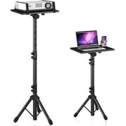 Projector Stand Tripod Adjustable, Laptop Tripod Stand Height from 23.5 to 46.5 inches with Gooseneck Phone Holder, Laptop Floor Stand for Office, Home, Stage, Studio, DJ Racks Holder Mount