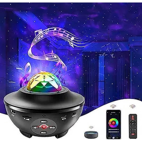Projector, Star Projector 3 in 1 Night Light Projector Works with Smart App & Alexa,Assistant,Light Projector with Music Speaker & Remote Control for Bedroom Kids Adults