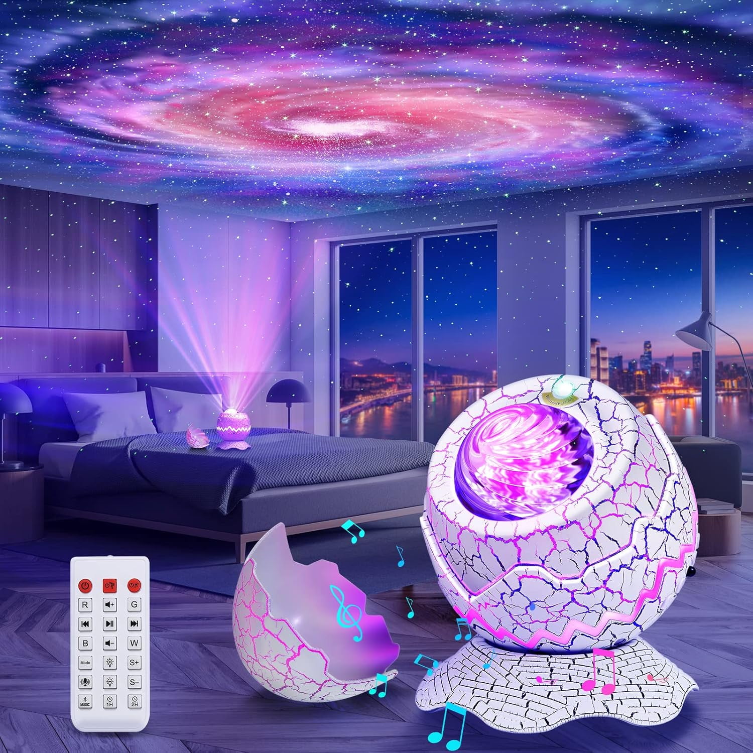 Projector, Star Projector for Bedroom, Night Lights for Kids Room with White Noise, Bluetooth Speaker, Timer and Remote, Room Decor, Gifts for Girls, Boys, Adults, Christmas, Birthda