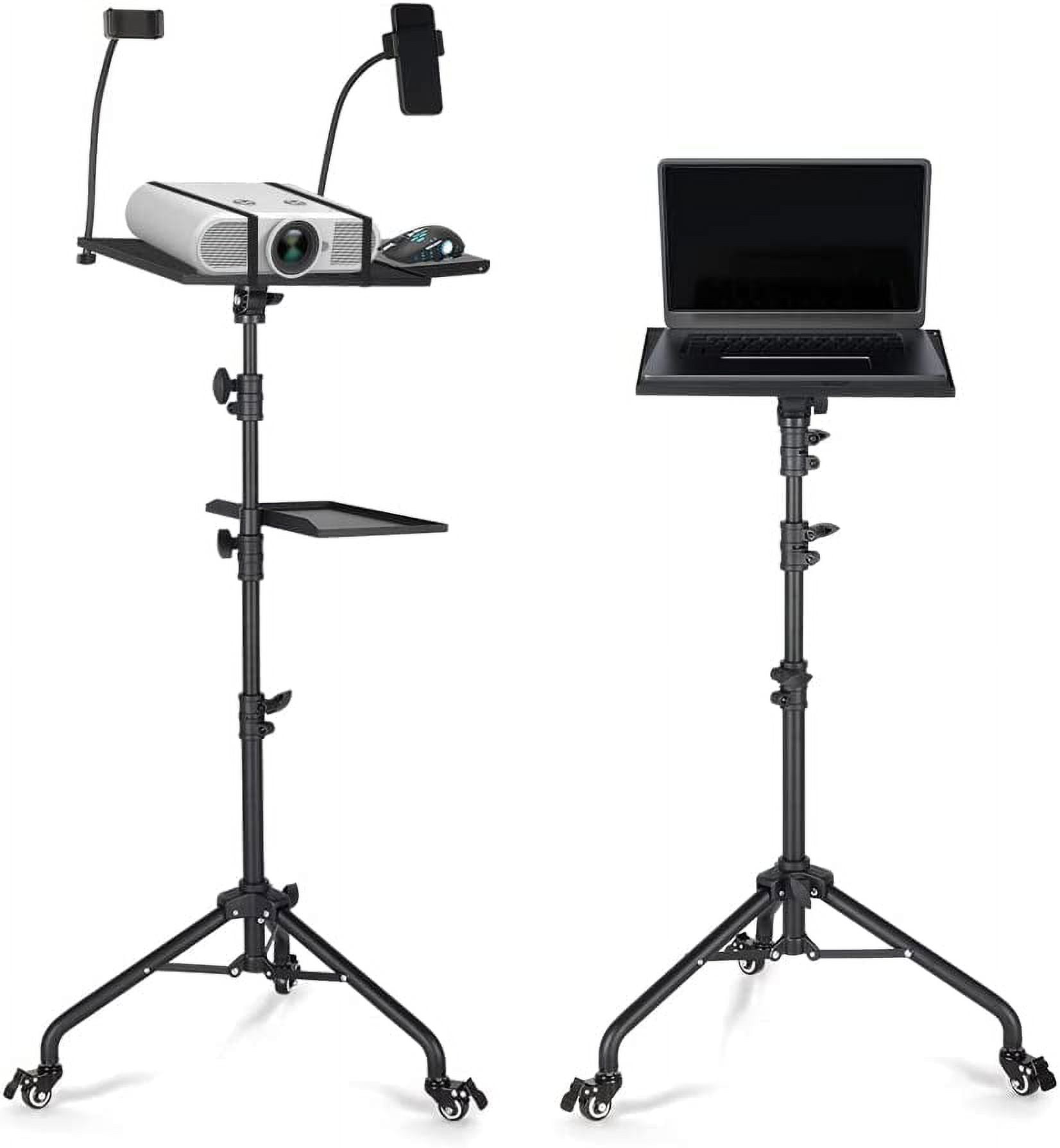Projector Tripod Stand with 2 Shelves, Phone Holder, Laptop Tripod on
