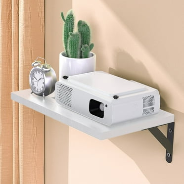 Projector Wall Mount Floating, White Projector Shelf for Wall with Cable Ties
