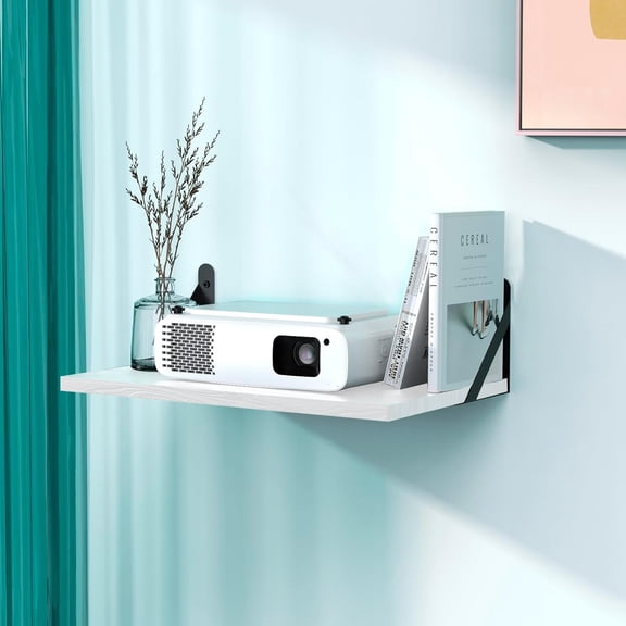 Projector Wall Mount Shelf, Floating Projector Shelf for Wall, Router/Cable Box/Router Wall Mount, 15.7" x 9.8"(Lx W) Projector Holder Stand Accessories with Cable Ties