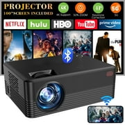 Projector with WiFi and Bluetooth, 2024 Upgrade Outdoor & Camping Projector, Mini Movie Projector Supports 1080P, Synchronize wireless projector by HDMI/USB Cable for Home Entertainment&Camping Nights
