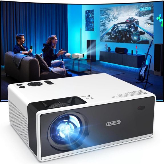 Projector with WiFi and Bluetooth 4K Support, 300ANSI Outdoor Indoor Projector FHD 1080P Max 300" Display, Movie Video Home Theater Projector Compatible w/HDMI/USB/Phone/Laptop/TV Stick