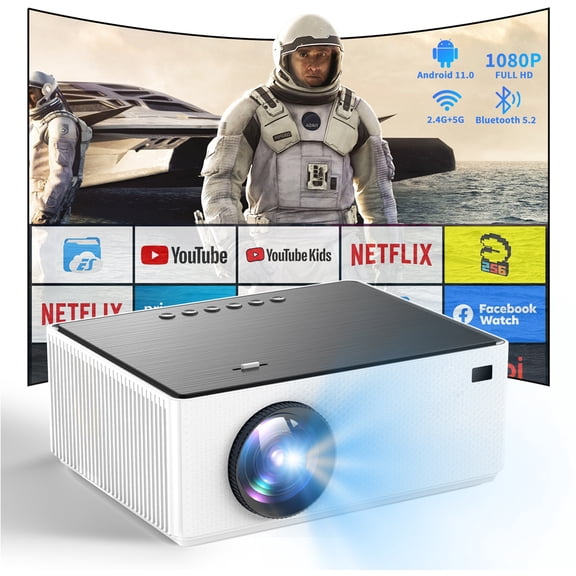 Projector with WiFi and Bluetooth,5G WiFi 16000L Native 1080P Video Projector, Portable Movie Projector,Compatible with TV Stick, Smartphone, Tablet, PC,HDMI,VGA,USB,AV