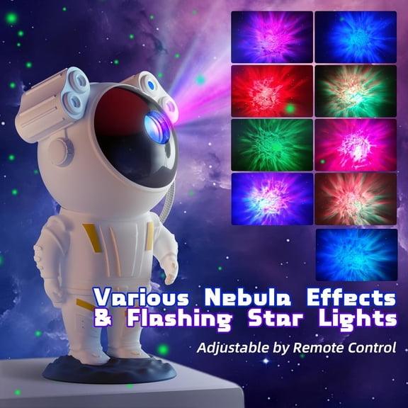 Projector with Astronaut Design, Nebula Night Lights, Remote Control & Timer Function