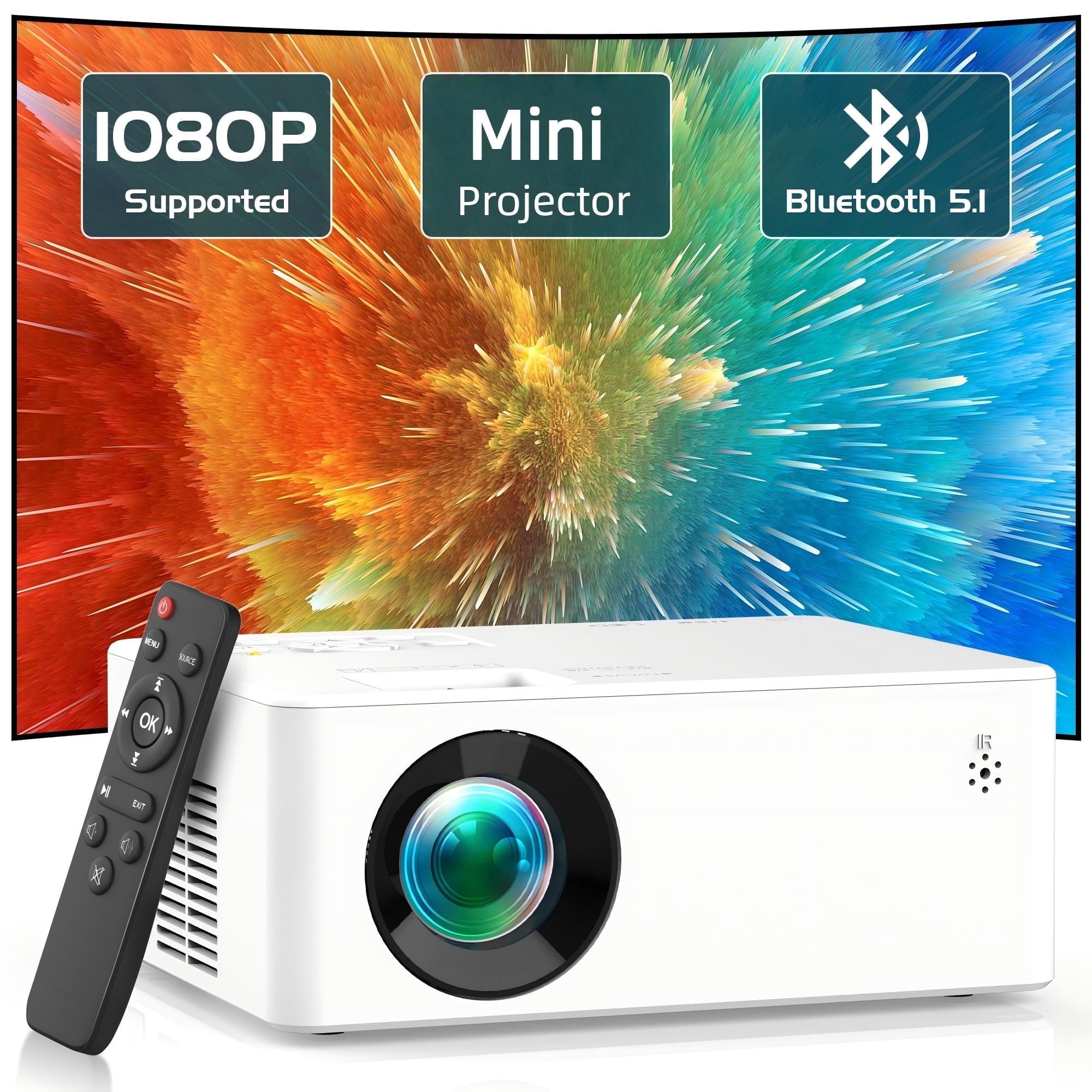 GCZ 1080P Full HD Projector with Bluetooth 5.1, Compatible with TV