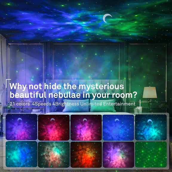Projector with  Speaker, Remote Control LED Nebula Light for Kids Room Decor and Party