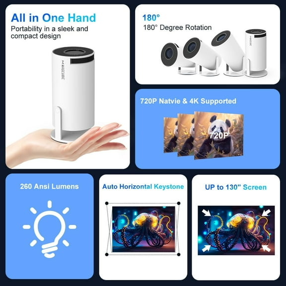 Projector with WiFi, , 4K Support, Auto , Voice Control, Portable