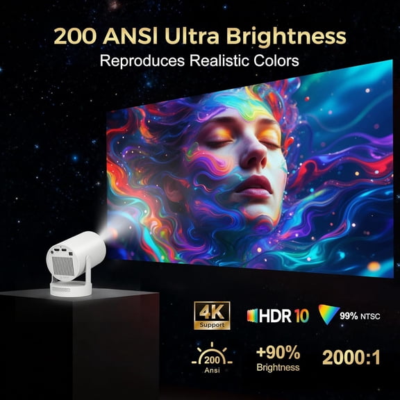 Projector with WiFi , Portable 4K Support Android 11 Proyector for Home Outdoor Movie