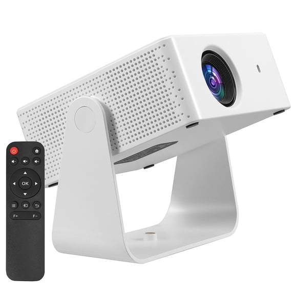 UEETEK Portable Smart Projector White with Crystal Clear Visuals for Bedroom