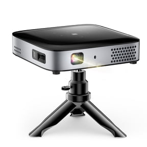 Wireless Projector, Thinnest 0.82" Portable Mini Projector, 10000mAh Built-in Battery for Instant Use, Includes Stand, Home Outdoor Projector with WiFi and Bluetooth, 4K 1080P Supported, Full HD