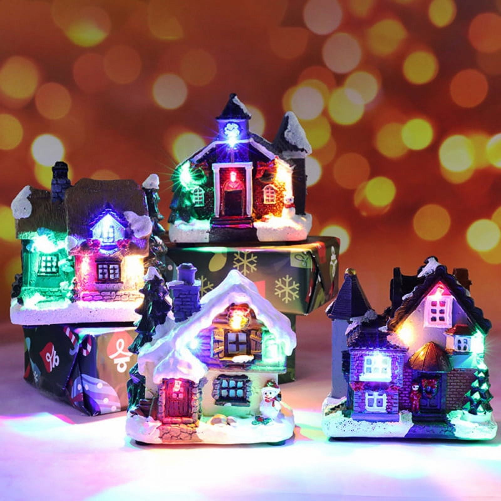 Projectretro Christmas Village Sets LED Lighted Christmas Village