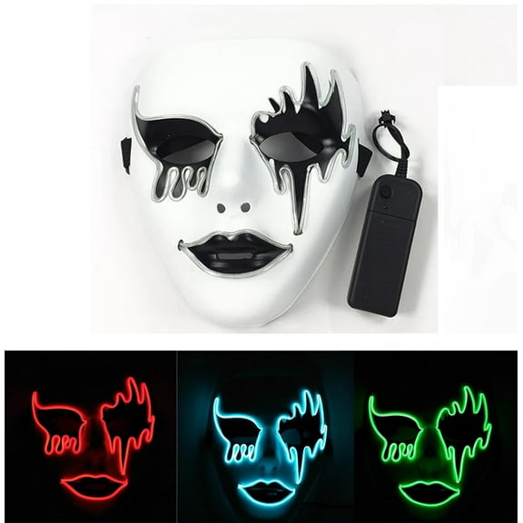 Projectretro Glowing Mask Masquerade Dress Up Mask Halloween Cosplay Mask Party Grimace Mask