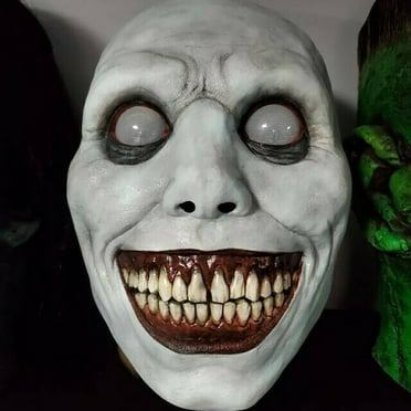 Projectretro Scary Halloween Mask Smiling Demons Horror Mask Scariest Creepy White Mask with Eye for Evil Cosplay