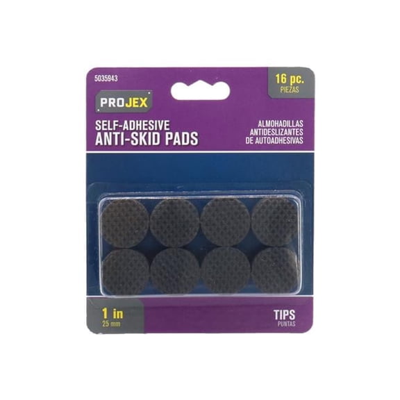 Projex  1 in. Rubber Self Adhesive Round Non Skid Pad, Pack of 16