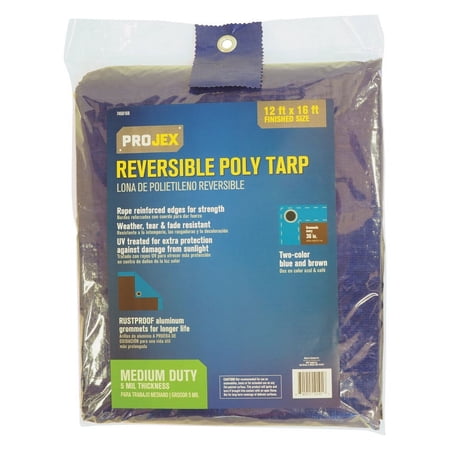 Projex 16 ft. x 12 ft. Medium Duty Polyethylene Tarp Blue/Brown Reversible