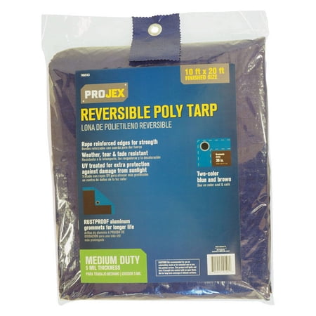Projex 20 ft. x 10 ft. Medium Duty Polyethylene Tarp Blue/Brown Reversible