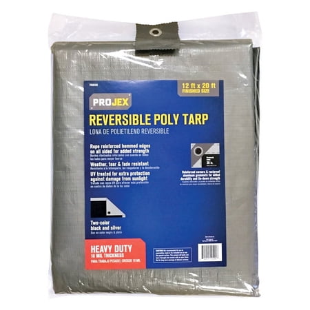 Projex 20 ft. x 12 ft. Heavy Duty Polyethylene Tarp Black/Silver Reversible