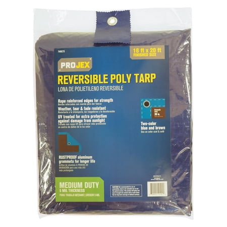 Projex 20 ft. x 16 ft. Medium Duty Polyethylene Tarp Blue/Brown Reversible