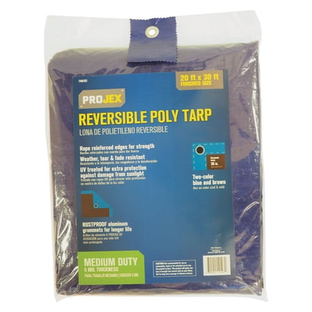 Projex 30 ft. x 20 ft. Medium Duty Polyethylene Tarp Blue/Brown Reversible