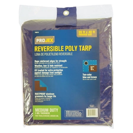Projex 40 ft. x 20 ft. Medium Duty Polyethylene Tarp Blue/Brown Reversible
