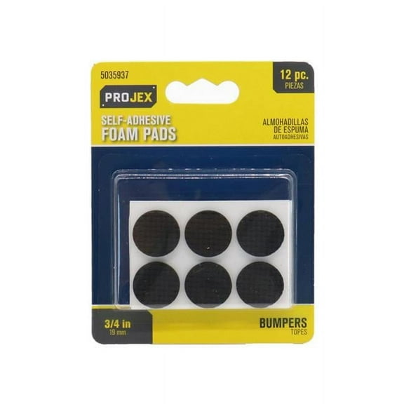Projex 5035937 0.75 in. Foam Self Adhesive Non-Skid Pad - Round, Black - Pack of 12