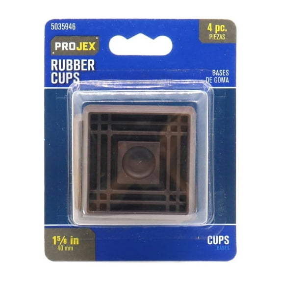 Projex 5035946 1.62 x 1.62 in. Rubber Square Caster Cup, Brown - Pack of 4
