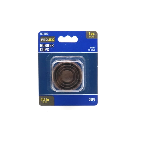 Projex 5035949 1.50 in. Rubber Round Caster Cup, Brown -Pack of 4