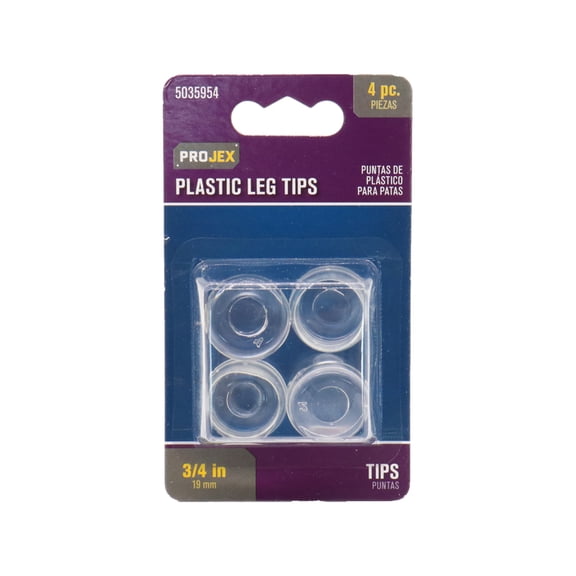 LEG TIP CLR RND 3/4" 4PK (Pack of 6)