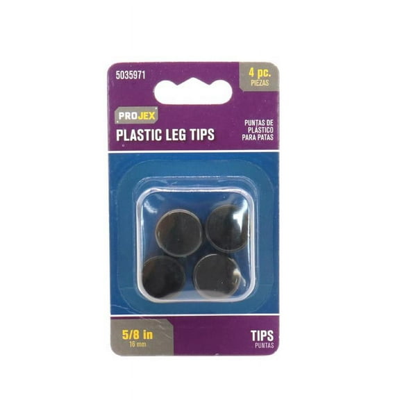 Projex 5035971 0.62 in. Round Plastic Leg Tip, Black - Pack of 4