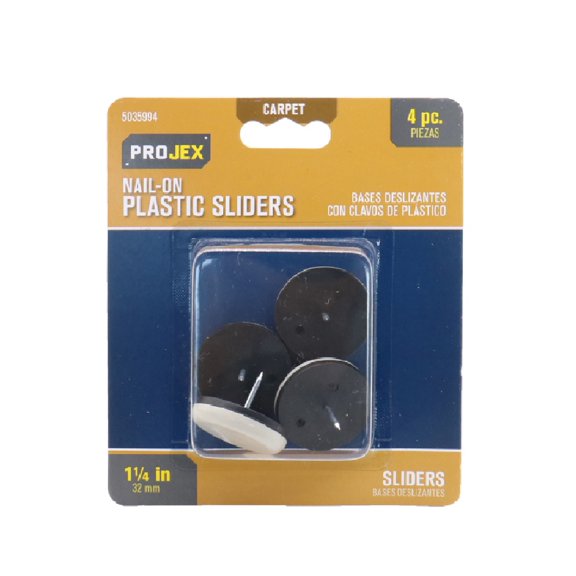Projex 5035994 1.25 in. Nail-on Plastic Sliders, White - Pack of 4