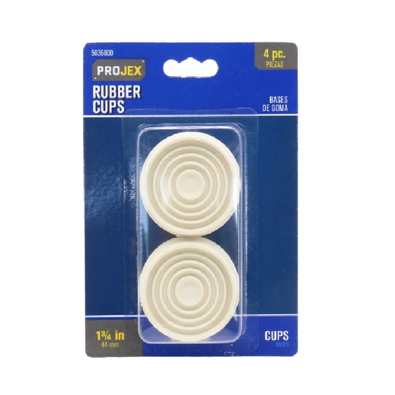 Projex 5036000 1.75 in. Rubber Round Caster Cup, White - Pack of 4