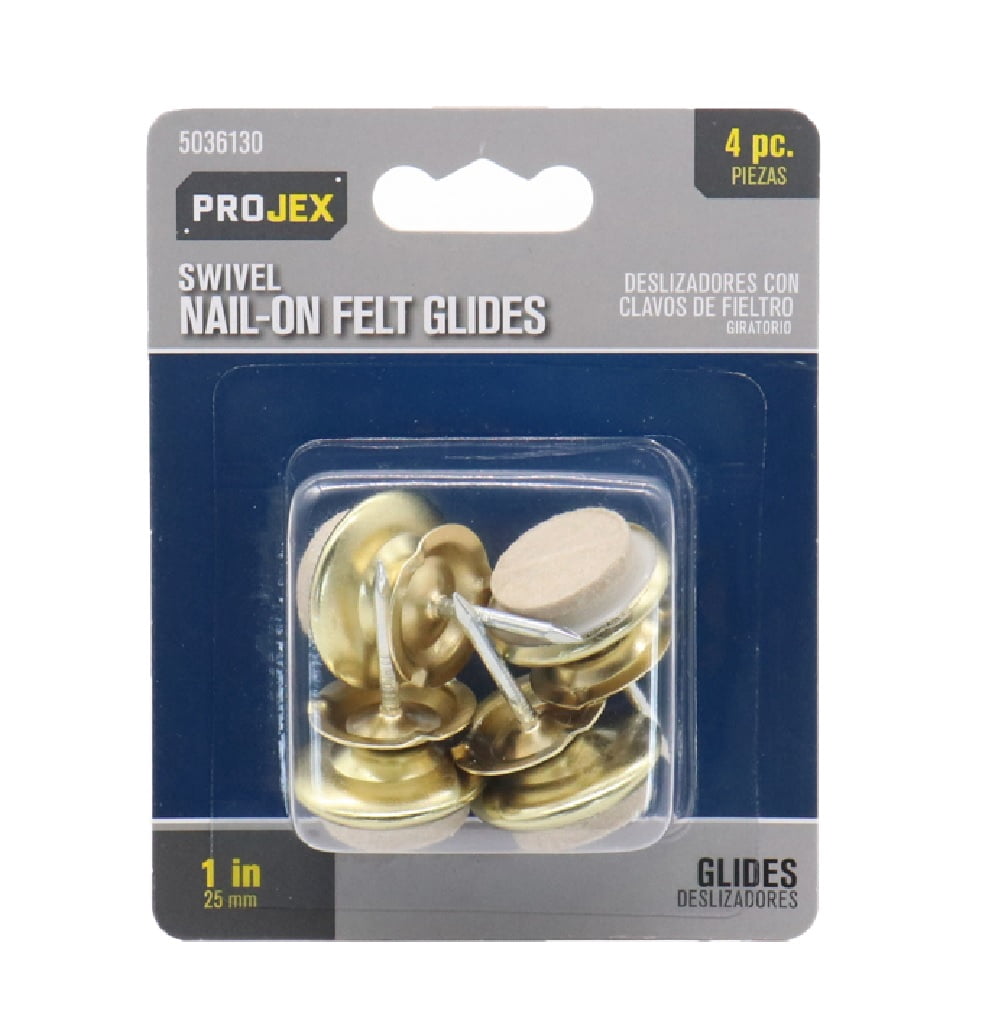 Projex 5036130 1 in. Nail-on Felt Swivel Glide, White - Pack of 8