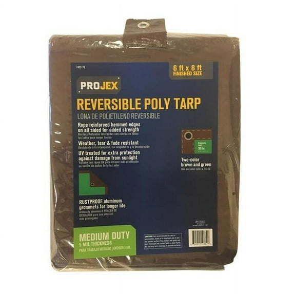 Projex 7402779 8 x 6 ft. Medium Duty Polyethylene Tarp, Brown & Green
