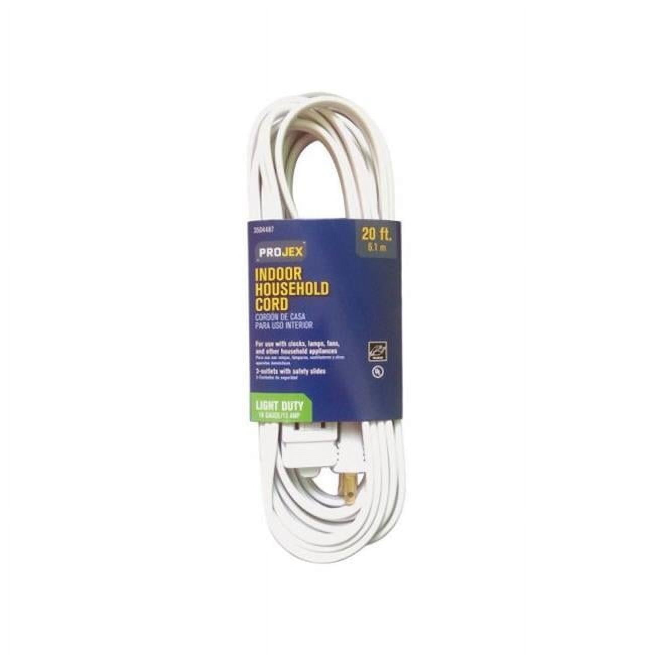 Projex FW-203-20FT-09P General Purpose Indoor 16 Gauge by 2 SPT Extension Cord White