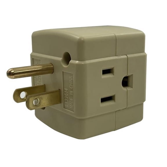 Projex  15A Grounded 3 Outlets Adapter, Ivory - Pack of 10