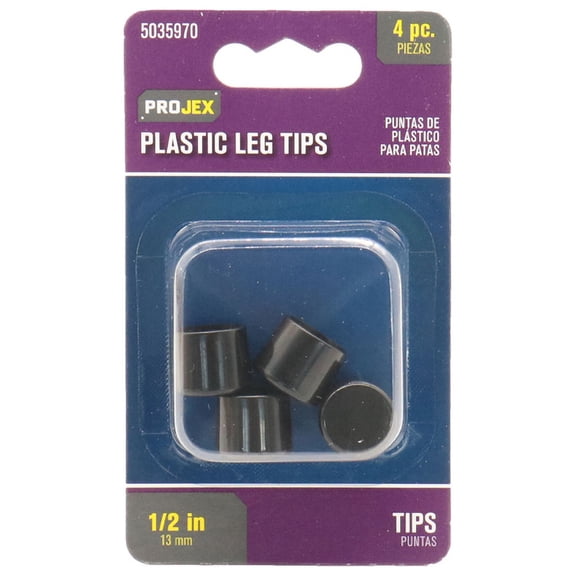 Projex 5035970 0.5 in. Plastic Leg Tip, Black - Pack of 4