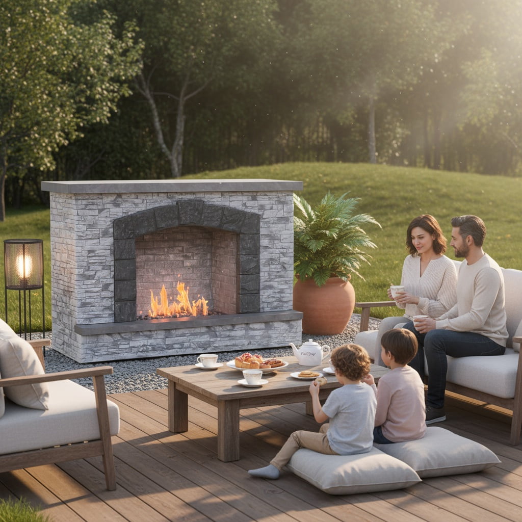 Prokan 67'' European Ledge Outdoor Propane Fireplace