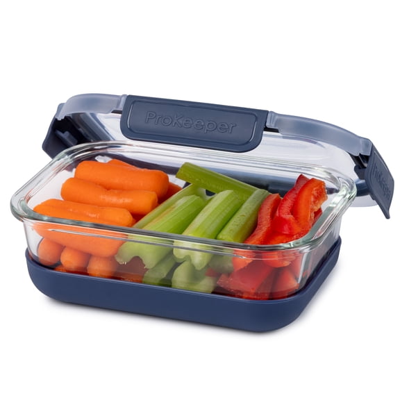 Prokeeper+ 2.8 Cup Glass Food Storage Container with Silicone Base, Well Suited to Refrigerator Organization