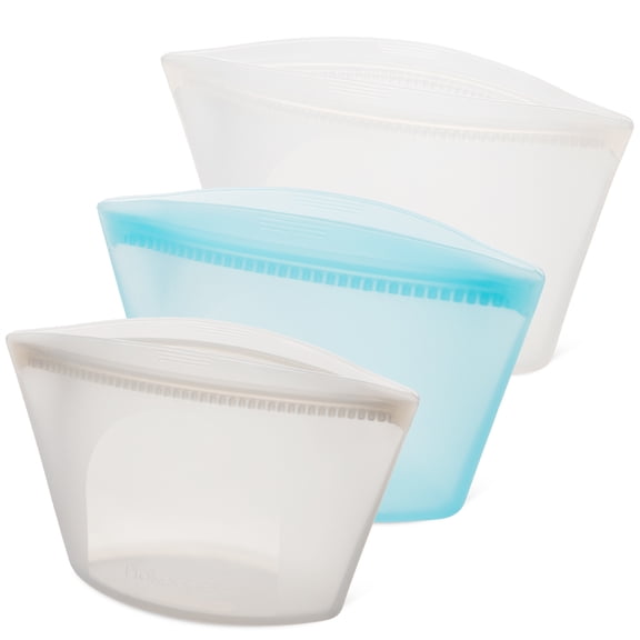 Prokeeper+ 3 Silicone Stand Up Snack and Storage Bag, 3 Pack, Mulit Color, Designed to Help with Packed Lunches and Daily Commutes