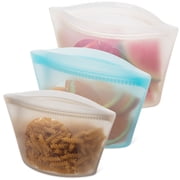 Prokeeper+ 3 Silicone Stand Up Snack and Storage Bag, 3 Pack, Mulit Color, Designed to Help with Packed Lunches and Daily Commutes