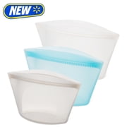 Prokeeper+ 3 Silicone Stand Up Snack and Storage Bag, 3 Pack, Mulit Color, Designed to Help with Packed Lunches and Daily Commutes
