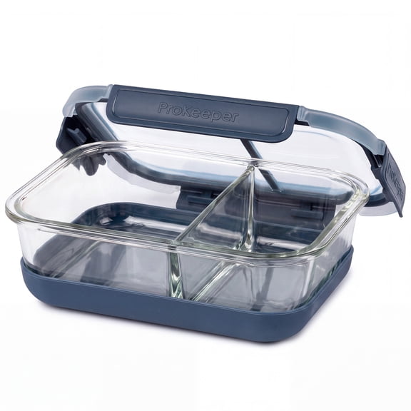 ProKeeper+ Borosilicate Glass Lunch and Salad Storage Container with Silicone Base and Snap-Lock Lid