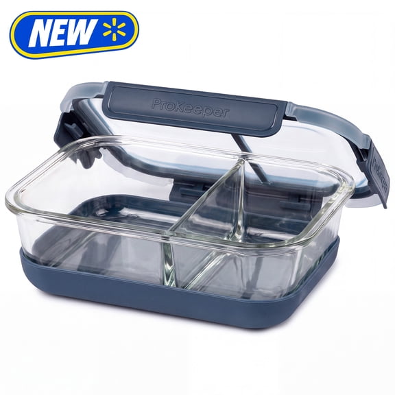 ProKeeper+ Borosilicate Glass Lunch and Salad Storage Container with Silicone Base and Snap-Lock Lid