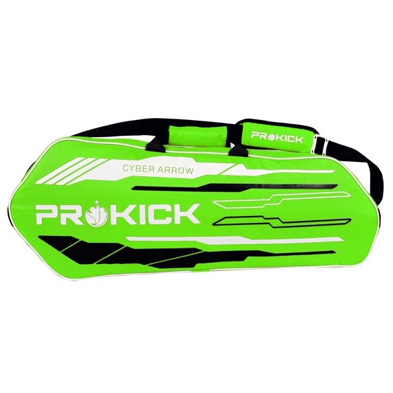 Prokick Polyester, Cyber Arrow Badminton Kitbag With Double Zipper Compartments, Green & Black