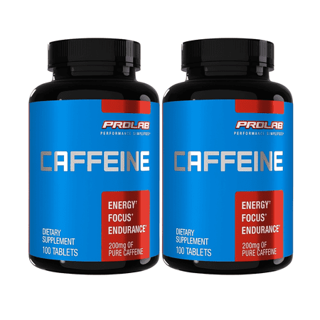 Prolab Caffeine Tablets 100 Count (pack of 2), Energy and Focus Support Supplement