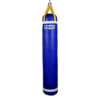 PROLAST Heavy Punching Bag 6 FT 150 LB - Banana Bag Great for Kickboxing,  MMA and Muay Thai. Colored Trims/ Straps ( Black and Red ) 