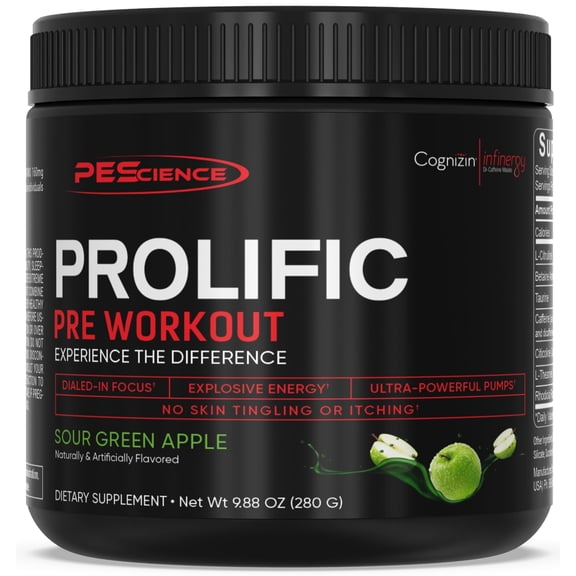 Prolific Pre-Workout Energy, Focus & Long-Lasting Pump Formula, Beta-Alanine Free