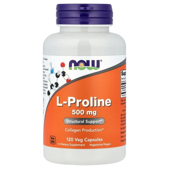NOW Foods L-Proline, 500 mg, 120 Veg Capsules